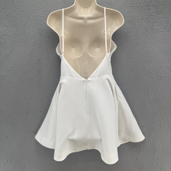 Keepsake Mini Fit Flare Dress Solid White Sleeveless Backless Braided Size M - Picture 2 of 16